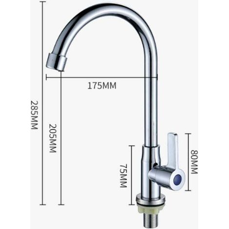 Robinet en laiton, robinet d'eau froide simple, fournitures de cuisine, robinet d'évier à légumes, robinet en alliage de zinc, robinet de cuisine vertical, évier sur pied, distributeur d'eau (1/2)