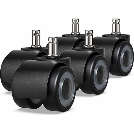 Set di 5 rotelle per sedia da ufficio - 11 x 22 mm - Design a doppia ruota - Non graffiano il pavimento - Diametro: 50 mm (1/5)