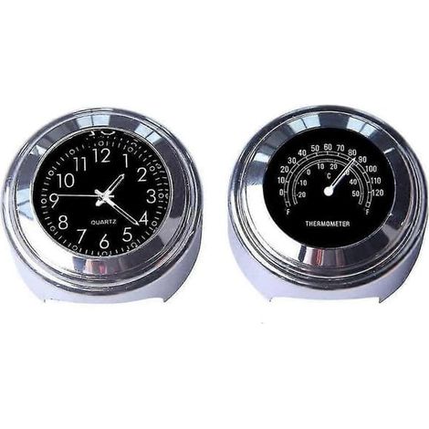 Horloge à quartz et thermomètre pour moto, étanche, 7/8 pouces, pour guidon de vélo, en aluminium universel (1/5)