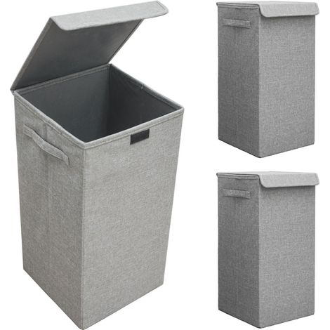 Lot de 2 : 50L Panier à Linge Sale avec Couvercle - 30x30x60 Bac de Rangement XL (1/5)