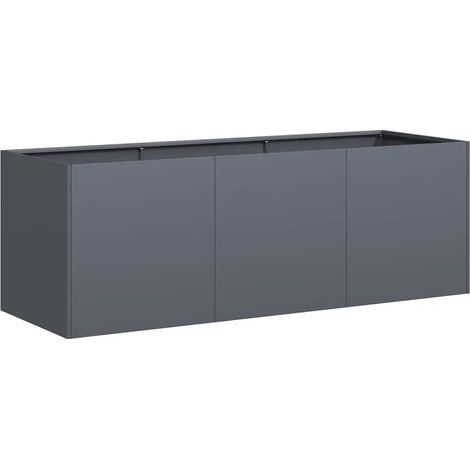 Jardinière rectangulaire moderne pour jardin balcon 120 x 40 x 40 cm avec fond ouvert esthétique en acier laminé à froid anthracite (1/5)