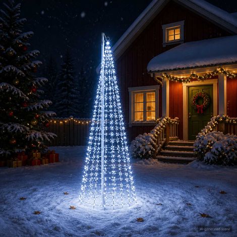 vidaXL Árbol de Navidad con luces, estacas y mástil 300 cm 550 LED (1/5)
