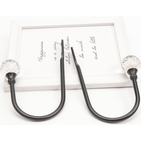 Embrasses de rideaux, crochets embrasse avec boule de cristal pour draperie, métal doré, support de rideau décoratif pour la maison, bureau （noir） (1/2)