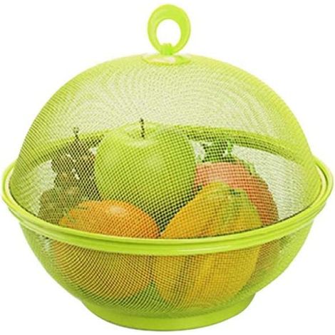 Obstkorb, Aufbewahrungskorb für Obst und Gemüse, mit Deckel, aus Kunststoff