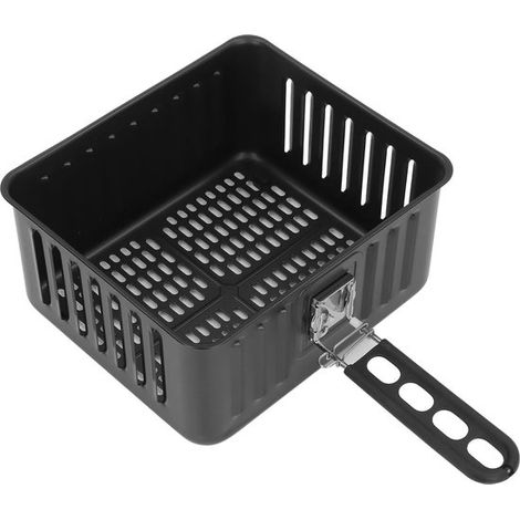 Cesta cuadrada para freír, cesta para freír con asa desmontable, apta para lavavajillas (para los accesorios), color negro. (1/5)