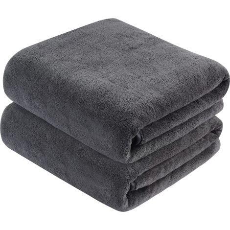 Serviette De Bain En Microfibre - 76 cm x 152 cm - Absorbante Et Rapide Séchage - Pour Salle De Bain Sauna Piscine - 2 Pièces (1/5)