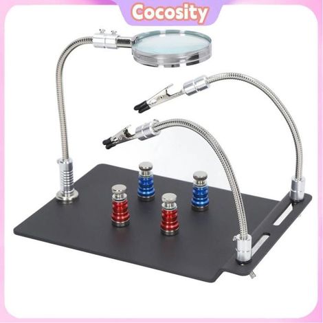 Cocosity station de soudage mains Mains Aidantes à Souder avec Loupe 3X, Outil de Station de Soudage à Bras Flexibles electronique (1/5)