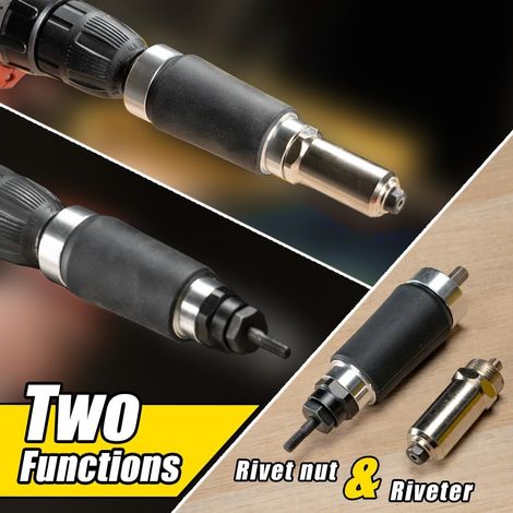 Elektrisches Doppelfunktions-Nietwerkzeug-Set mit Bohradapter und Nietmutter (M3-M10) + Nietmutter