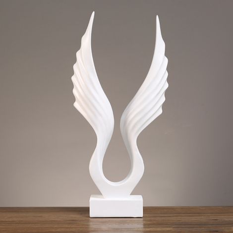Objets de décoration pour meuble TV, décoration intérieure moderne, statue, sculpture, ornement artisanal en résine, ailes d'ange blanches pour chambre prototype (1/5)