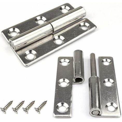 Lot de 4 charnières de porte à soulever - 6,3 cm - Robustes - Amovibles - En acier inoxydable 304 - Pour portes intérieures et extérieures(Droitier) (1/4)