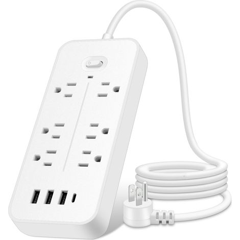 [Power Strip] avec 6 Prises AC, 2 Ports USB et 1 Port Type-C [Antidéflagrant] (1/5)