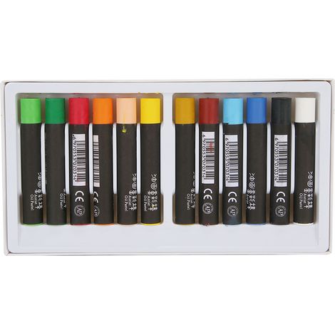 Pastels à l'huile ronds, 12 couleurs, crayons de peinture pour enfants, fournitures artistiques et de dessin (1/5)