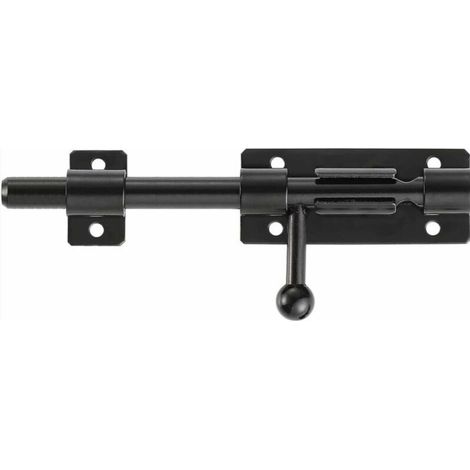 Serrure de porte de sécurité à pêne coulissant robuste avec trou pour cadenas, acier inoxydable 304 noir mat, longueur 8 pouces (200mm)