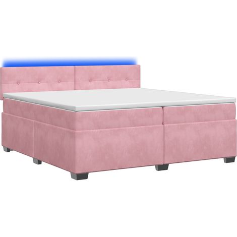 Cama con Base Tapizada, Colchón y Luz LED Rosa 200 x 200 cm vidaXL (1/5)