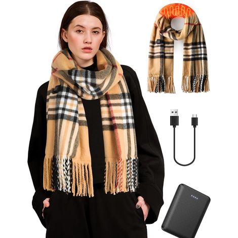 Eventek Heizschal mit sicherem und stabilem 12-W-Netzteil, 3 Temperaturstufen einstellbar, stylisches Design, ideal für Outdoor-Sportarten wie Winterradfahren, Angeln und Skifahren