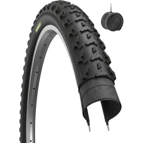 1 pneu 26x1.95 (53-559) + chambre à air, pneu vélo 26 x 1.95 noir VTT EV (1/4)