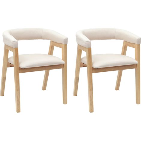 vidaXL Dining Chairs 2 pcs Natural 54 x 57 x 73 cm Solid Rubber Wood (1/4)