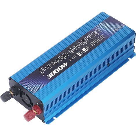 Convertisseur de puissance pour voiture à onde sinusoïdale avec port USB et ventilateur de refroidissement, 3000 W, 12 V CC vers 110 V CA, bleu, 60 Hz (1/5)