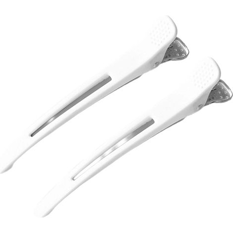 Lot de 6 pinces à cheveux professionnelles pour le coiffage et le sectionnement, pinces à bec de canard antidérapantes et sans traces avec bande en silicone, pinces de coiffure pour salon et domicile, (1/5)