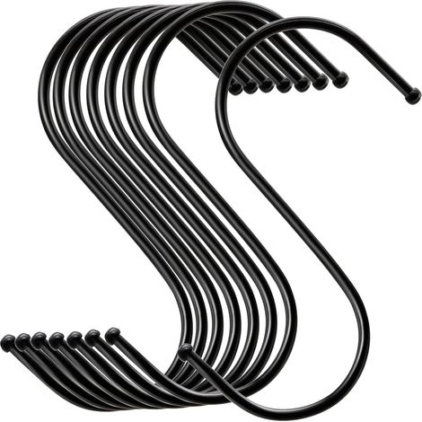 20 S-Haken, multifunktionale Metallhaken für Küche, Bad, Schlafzimmer, Büro, Garten (groß, schwarz) (1/5)
