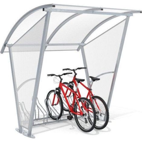 Abri vélo avec parois latérales ŚWIT pour 5 vélos - 210cm - Fixation: à fixer dans le béton
