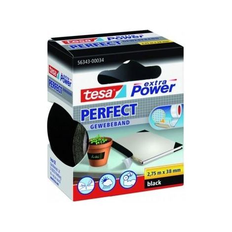Tesa Extra Power 56343 Cinta Adhesiva de Tela Negra (1/2)