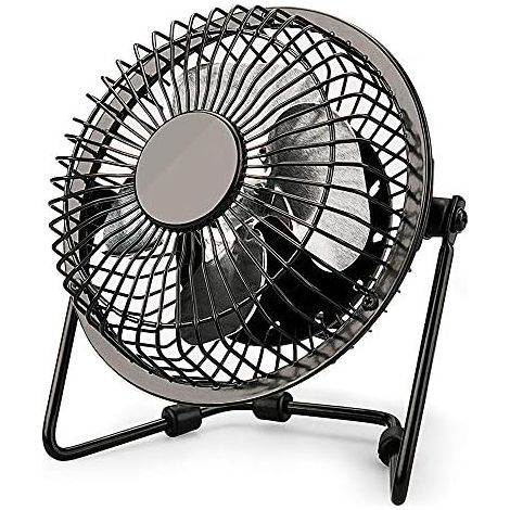 USB Fan, Metal Desk USB Fan 4 inch Mini Silent Fan Portable Cooling Fan Perfect for Notebook Laptop PC Desk Table with 360 Degree Rotation (1/5)