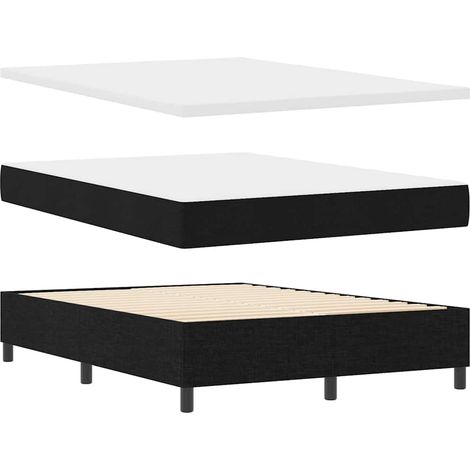 vidaXL Cama con Somier con Colchón & Banco Negro 140x200 cm Tela (1/5)
