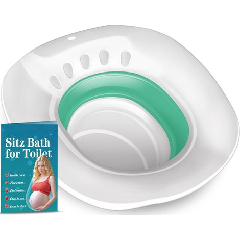 Bain de siège pliable et portable pour les soins post-partum et des hémorroïdes, avec bidet amovible, pour bains de sel d'Epsom et thérapie par la vapeur, vert (1/5)