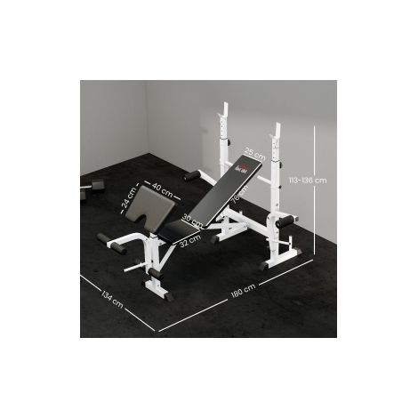Panca multifunzione con leg press, appoggiabraccia regolabile, nera HAVRYA (1/5)