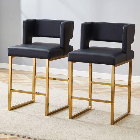 chaise bar noire assise rembourree metal dore 1 piece OKMYHOME (1/5)