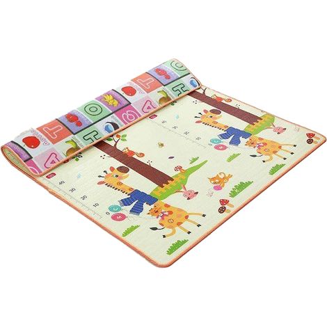 Tapis d'éveil pour bébé antidérapant et moelleux, tapis de jeu 200 x 180 cm multicolore, tapis de sol pour enfant (1/5)