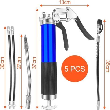 NALOOKAMIC Lot de 4 Tubes, Pompe a Graisse Manuelle Cartouche, Pneumatique Pistolet Haute Pression Graisses, Grease Guns avec Poignée Pistole pour Véhicules Automobiles Lubrification, Costume Bleu. (1/3)