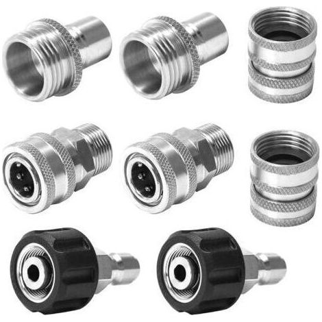 Ensemble d'adaptateurs pour nettoyeur haute pression, kit de déconnexion rapide en acier inoxydable, raccord pivotant M22 vers 3/8\\\\\\ (1/5)