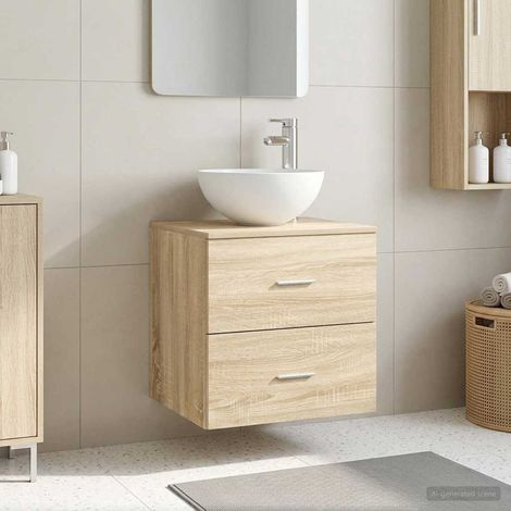 vidaXL Mobiletto con Lavabo a Parete Rovere Sonoma 49,5 x 35 x 63