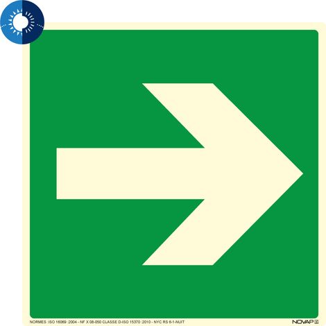 Panneau photoluminescent HD Flèche - rigide 200x200mm - 4055305