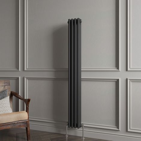 Biubiubath Traditional Cast Iron Style Radiator Vertical 3 Column Black 1500x200mm (1/5)