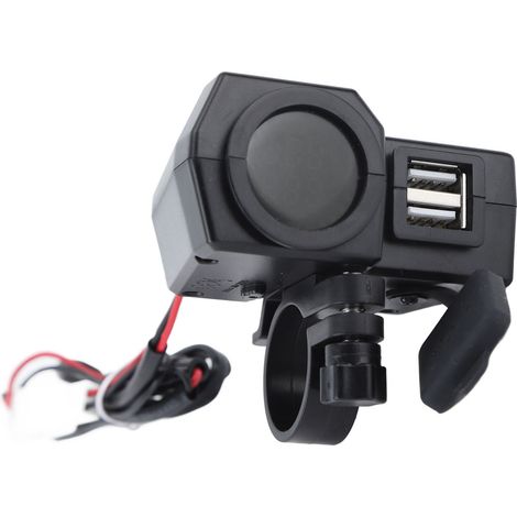 Chargeur universel double port USB pour moto avec affichage numérique de la tension et de la température, compatible avec les véhicules électriques (12-24 V CC, 5 V, 3,4 A). (1/5)