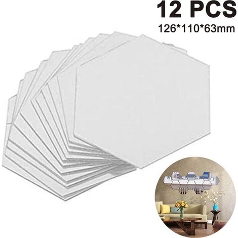 Sechseckige Spiegelaufkleber – 12 Stück – Leichtes Acryl – Zur Wanddekoration im Wohn- und Schlafzimmer – Selbstklebend (1/5)