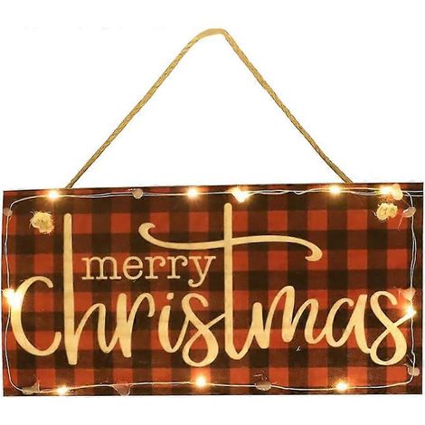 Beleuchtetes Weihnachtsschild aus Holz, Weihnachtsdekoration für die Haustür, Weihnachtstürschild, Weihnachtsbaum (1/4)