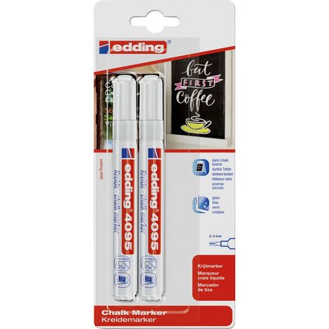 Marcador a gesso liquido bianco blister da 2 - Edding
