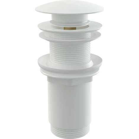 alcadrain Ablaufventil für die Waschbecken CLICK/CLACK 5/4" Ganzmetal ohne Überlauf, großer Stopfen Weiß, für die Waschbecken aus Kunststoff und Glas