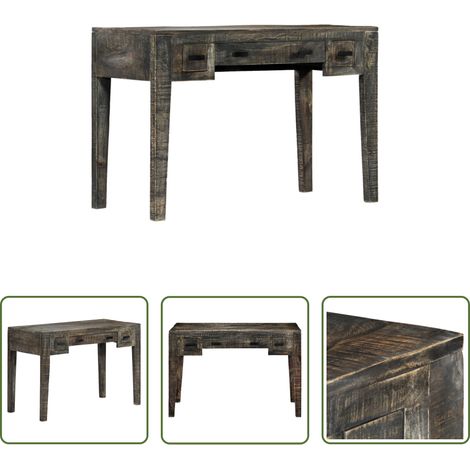 vidaXL Bureau en bois massif - Bureau Noir 110 x 50 x 75 cm Bois de manguier massif (1/5)