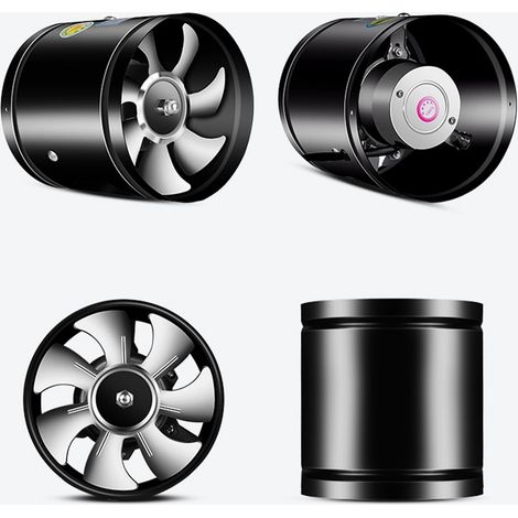 Leistungsstarker Kanalventilator, Kupferdrahtmotor, Metall, für Küche, Bad, Keller, 150 mm (6 Zoll), schwarz – Hohe Geschwindigkeit (1/5)