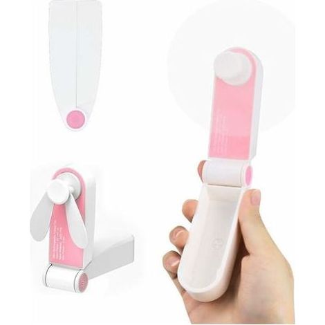 Mini-Taschenventilator, Tischventilator, mit USB-Anschluss, wiederaufladbar, für Zuhause oder unterwegs, 2 Geschwindigkeitsstufen, rosa, kleiner Handventilator (rosa) (1/5)