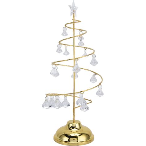 LED-Weihnachtsbaum-Tischleuchte aus Kristall, warmgoldfarben, für Schlafzimmer, Badezimmer und Treppenhaus (1/5)