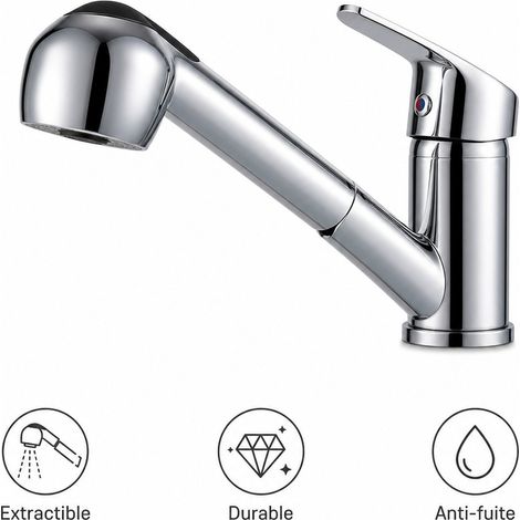 Mitigeur Lavabo Tiroir Rabattable Zinc Alliage pour Salle de Bain et Camping-Car 22 x 19 x 8 cm