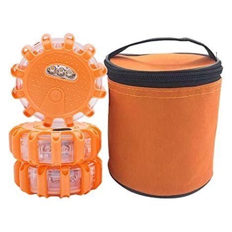 Gyrophare LED, Feux de Remorque LED sans Fil Étanche, Gyrophare Orange a Pile, Gyrophare Bleu Gyrophare Tracteur, Stroboscope Feux, Girophare pour Voiture Bateau Camion (Orange, 3 Pièces) (1/5)