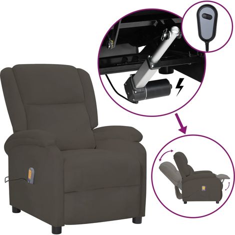 Fauteuil de massage inclinable électrique Gris foncé Velours (1/5)