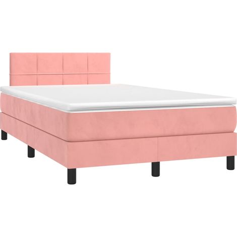 vidaXL Sommier à lattes de lit avec matelas Rose 120x200 cm Velours